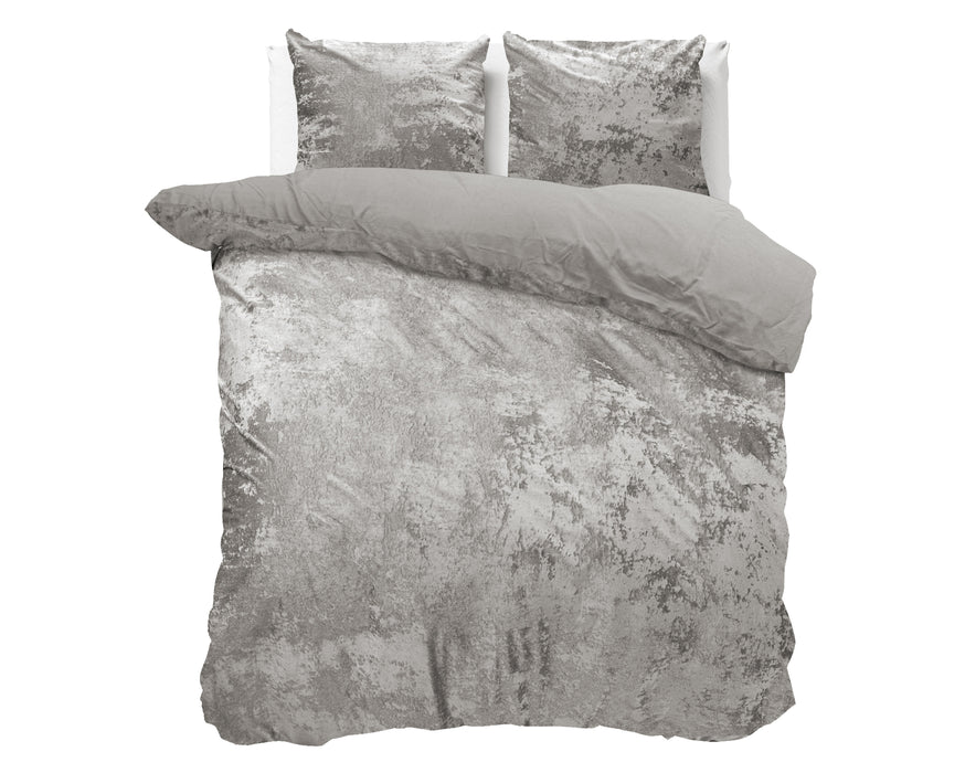 Crushed Velvet Cotton Metallic Zilver