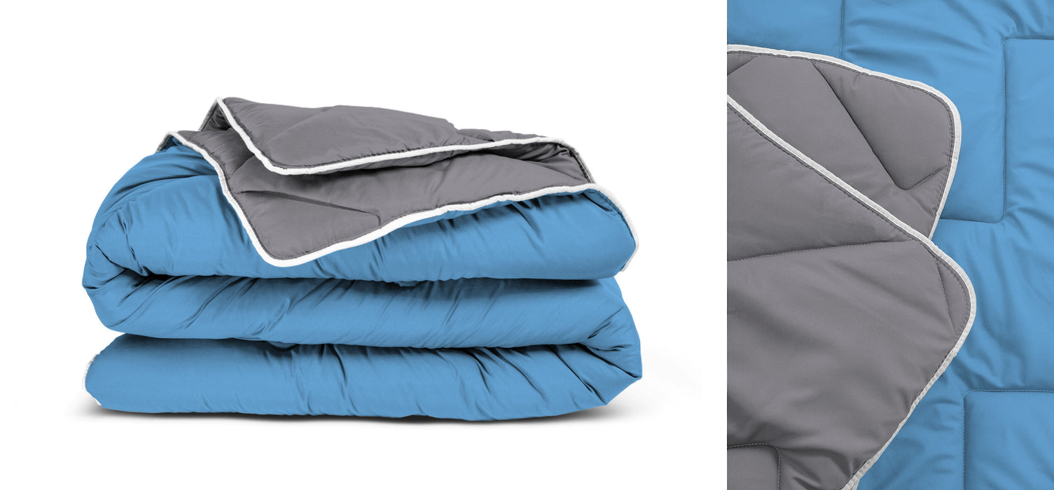 All-in one lazy dekbed Antraciet/Blauw