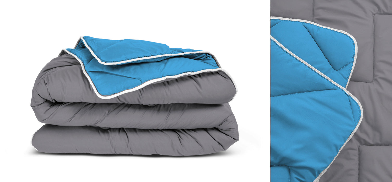 All-in one lazy dekbed Antraciet/Blauw