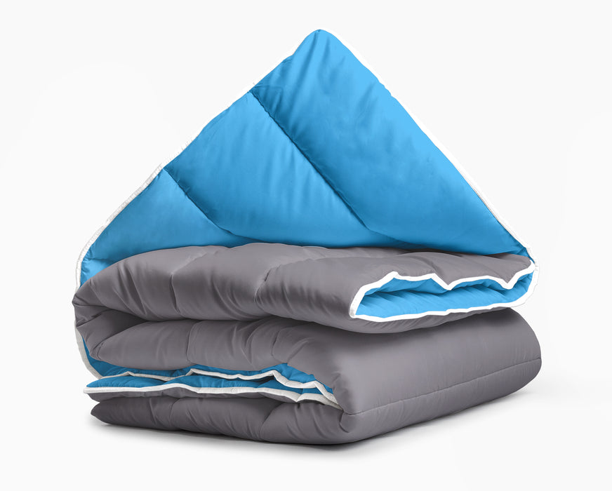 All-in one lazy dekbed Antraciet/Blauw